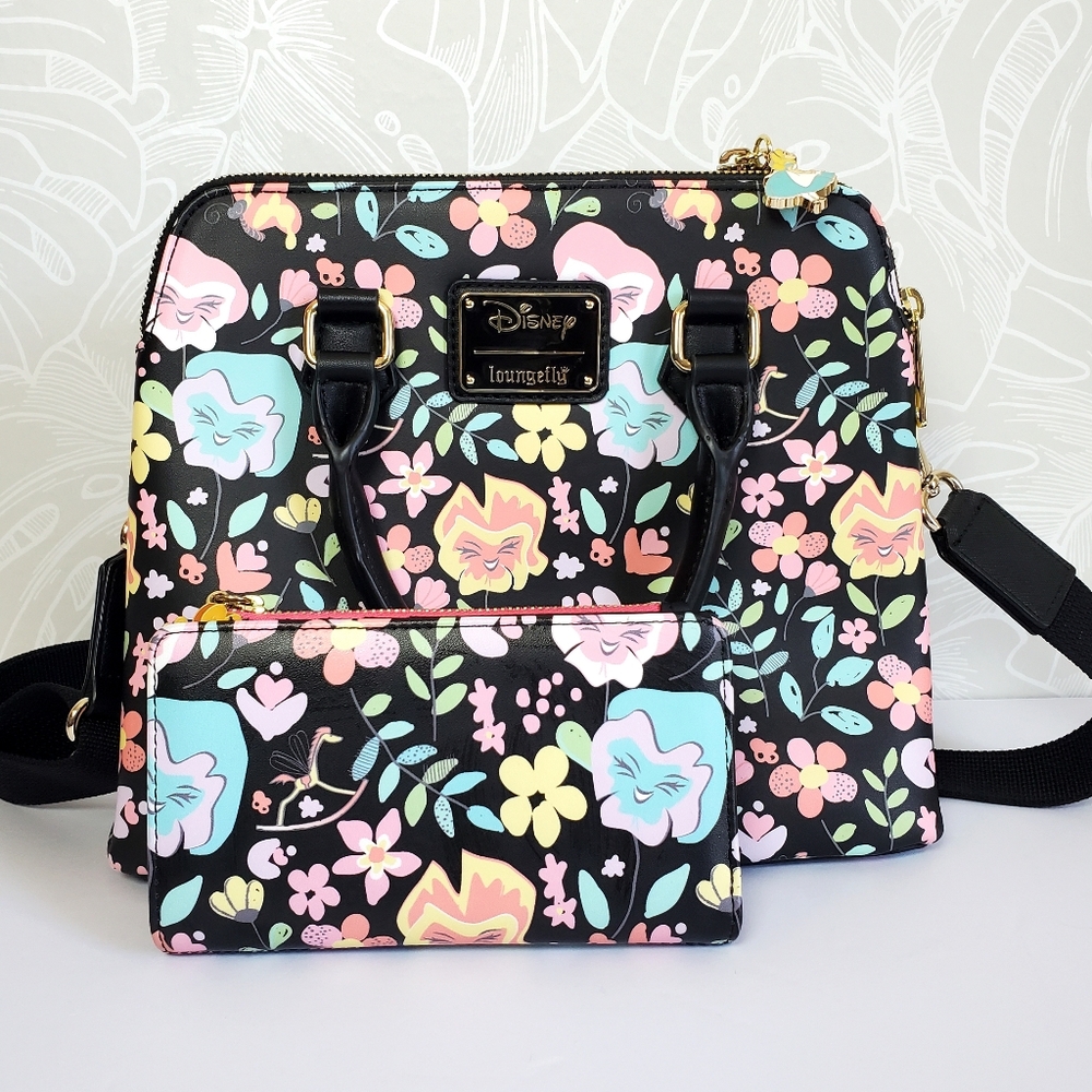 Loungefly x Disney Alice in Wonderland Flowers Crossbody Purse & Matching Wallet